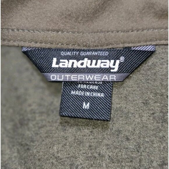 Landway Kodiak Herringbone Quarter Zip Sweater Knit Fleece Medium Mens Black Tan - Picture 4 of 8